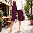 thumbnail image 2 of SAHFX Summer Pants for Women Button Stretch Pants with Pockets Pull on Straight Leg Gym Workout Yoga Shorts Soft Comfy Beach Pant Quick Dry Wide Leg Pants Wine XL, 2 of 4