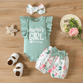 thumbnail image 2 of PatPat Baby Girl Outfit Set with Ruffle Bodysuit and Floral Bloomers Gift for Easter 9-12 Months, 2 of 13