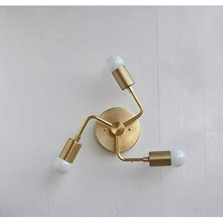 

Modern Wall Sconce - Mid Century - Industrial - Wall Light - Bathroom Vanity - 3 Light Indoor Wall Sconce Light Antique Brass Wall Lamp