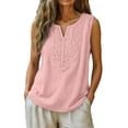 thumbnail image 3 of Tank Tops for Women V Neck Cotton Linen Loose Fit Sleeveless Summer Tops, 3 of 5