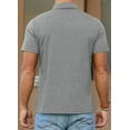 thumbnail image 4 of QDG Mens Polo Short Sleeve Shirt Casual Button Polo T Shirt with Pocket Designed Collared Golf Shirt Light Gray S, 4 of 9