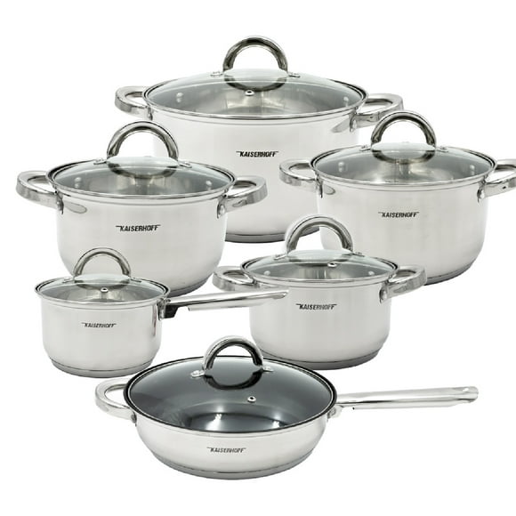 Bateria de Cocina Kaiserhoff-Queen Sense Acero Inoxidable Antiadherente Set 12 Piezas Plateado