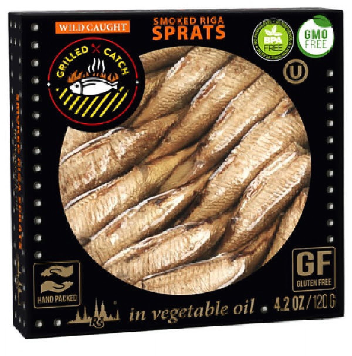 Grilled Catch Wild Caught Brisling Sardines in olive oil 5 Flavor Variety Pack, 4.2 Ounce each