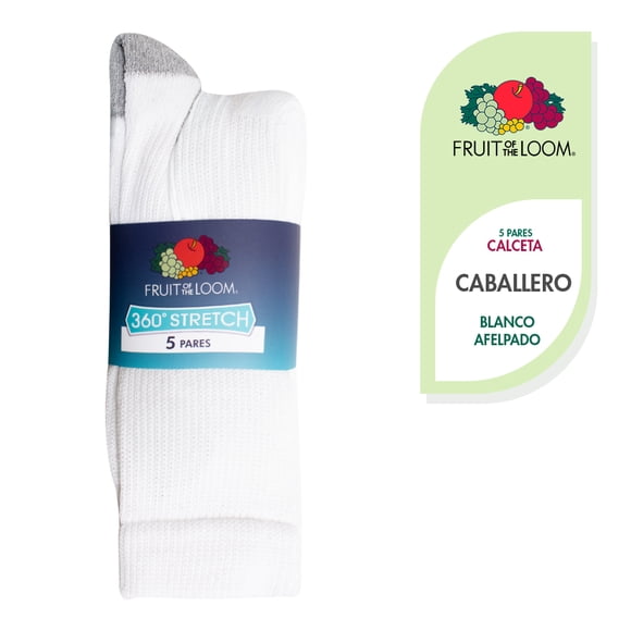 Calcetas Fruit Of The Loom para Hombre, Algodón Afelpado 5 Pares Blanco Unitalla