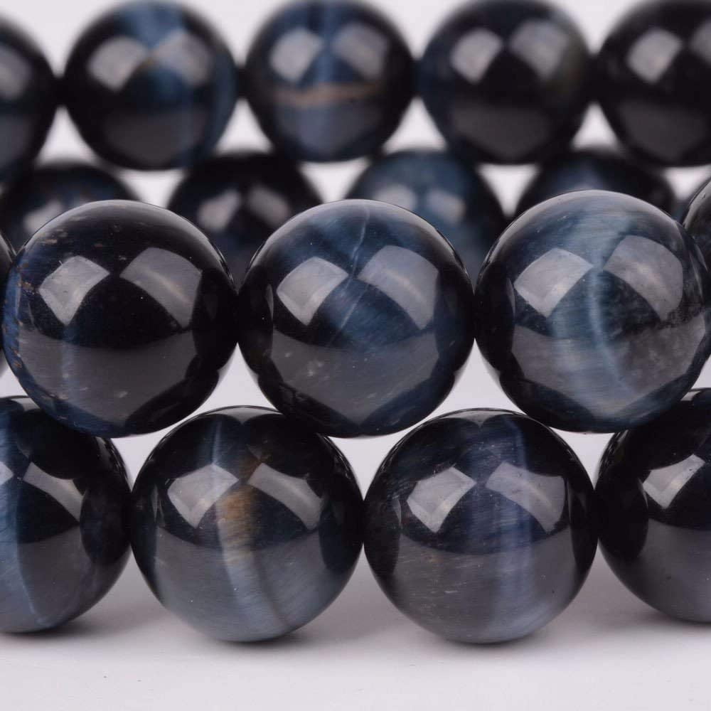 Natural A Grade Blue Tiger Eye Gemstone 10mm Round Beads Stretch Bracelet 7" Unisex