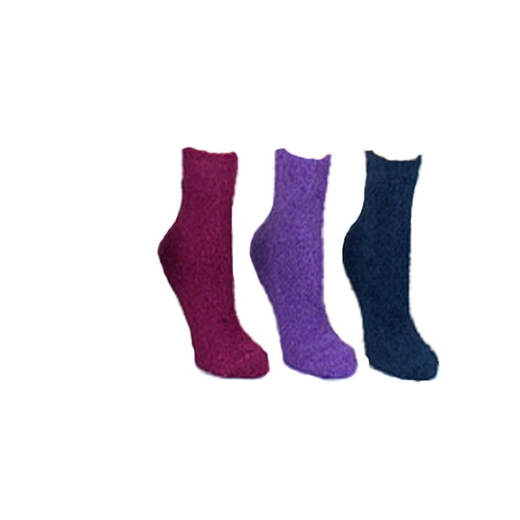 EROS Fuzzy Socks 3 Pack Lounge Socks - size 9-11, Women's - Navy/Purple/Burgundy