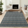 thumbnail image 4 of FairOnly Blue 8'x10'Modern Striped Machine Washable Non Slip Area Rug for Bedroom Ultra Thin&Soft Low Pile Indoor Rug for Living Room Kitchen Dinning Room, 4 of 7