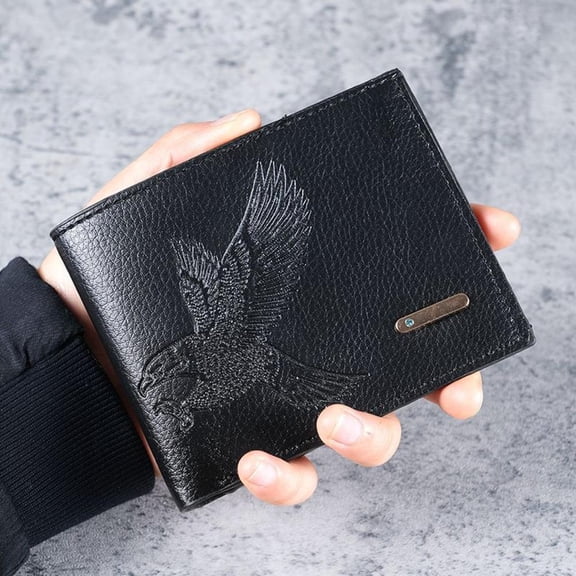 Short men's thin wallet 2025 new high-value eagle pattern student youth soft leather coin purse card bag