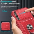 thumbnail image 2 of LeYi for Samsung A25 5G Phone Case, Galaxy A25 Case with Slide Camera Cover + [2 Pack] Tempered Glass Screen Protector, Military-Grade Protective Case with Kickstand for Samsung A25, Red, 2 of 7