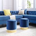 thumbnail image 1 of Inspired Home Violet Ottoman Velour Bleu Marine/ Or, 1 of 6