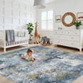 thumbnail image 4 of Garvee 8x10 Modern Abstract Area Rug Living Room Rug, Washable Rug with Non Slip TPR Backing Low Pile Soft Thin Indoor Carpet for Bedroom Home Office, Blue, 4 of 8