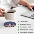 thumbnail image 3 of Gingerbread Christmas Coasters Set of 4, Absorbent Coasters for Drinks, Xmas Balls Branches Navy Blue Coaster for Desk Coffee Table Protection, Home Decor House Warming Gifts 4", 3 of 8