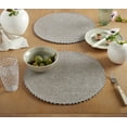 thumbnail image 4 of Martha Stewart Woven Water Resistant Lindos Fabric Placemat Set 6-Pack, 15" Round, Grey, 4 of 9