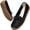 Black, variant on Women's Leather Loafers Cozy Slip-Ons Driving Shoes Lightweight Work Flats for Women