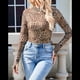 thumbnail image 4 of Top de Larga con Encaje Floral y Cuello Alto para Mujer Caqui XXL, 4 of 9