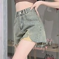 thumbnail image 6 of Npasoilc Denim Shorts for Women Trendy Button High Waisted Distressed Frayed Hem Shorts Lightweight Comfy Shorts Casual Loose Jean SHorts, 6 of 9