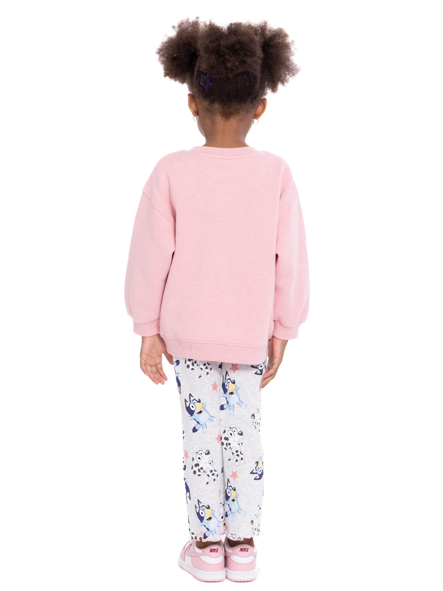 Bluey Toddler Girls Long Sleeve Graphic Print Sweatshirt and Matching Flare Leggings Set, 2-Piece, Sizes 12M-5T