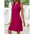 thumbnail image 6 of Women Casual A-Line Dress 2025 Sleeveless V Neck Pleated Sundress Loose Tank Dresses Rose Red L, 6 of 9