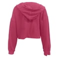 thumbnail image 4 of Fgnfyis Fashion Loose Fashion Hooded Hoodie Women Spring and Autumn V Neck Blouse Long Sleeved Shirt Womens Hoodies with Zippers Hot Pink S, 4 of 5