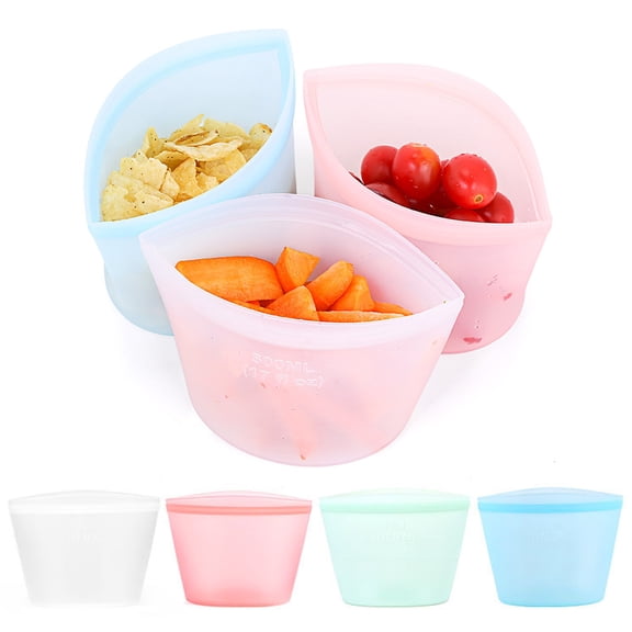 Walbest Silicone Food Storage Bag BPA Free Heat-Resistant Stand-Up Design Microwave Oven Safe Reusable Freezer Bag Silicone Container