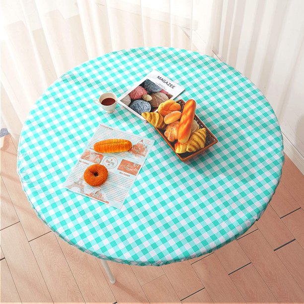 Zhenrui Outdoor Tablecloth Round 40 to 44", Fitted Vinyl Tablecloth