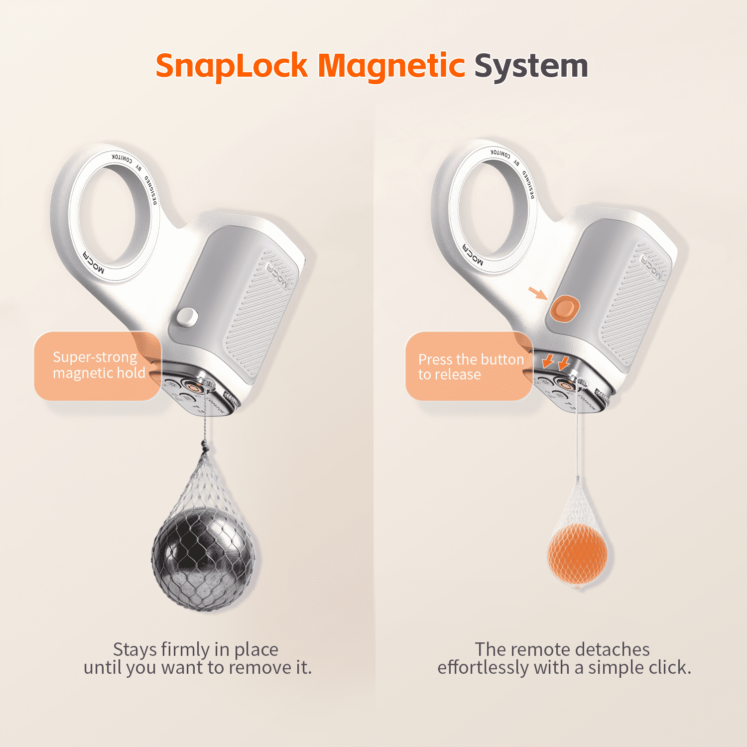 COMITOK MOCA Magnetic iPhone Grip–Wireless Rechargeable Remote Anti-Shake Ergonomic Camera Grip Compatible iPhone 17 iOS17/18 Vlogging TikTok YouTube