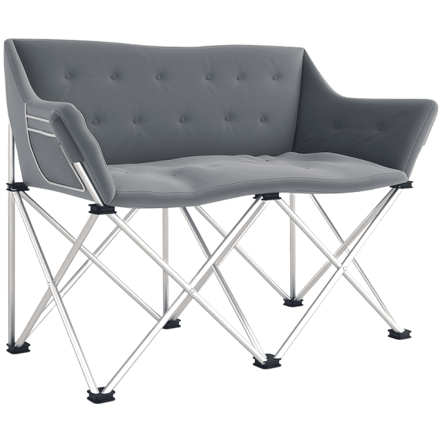 Outsunny Double Camping Chair, Oversized Folding Camp Chair w/ Side Pocket