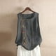 thumbnail image 2 of Vestidos Casuales Para Mujer, Blusas De Mujer De Moda Blusa de lino sin mangas con botones bordados para mujer, talla grande, 2 of 3