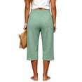 thumbnail image 2 of Women’s Waffle Capirs - Summer Straight Leg Elastic Waist Waist Bottoms - Loose Comfy Beach Vacation Casual Trousers, 2 of 5