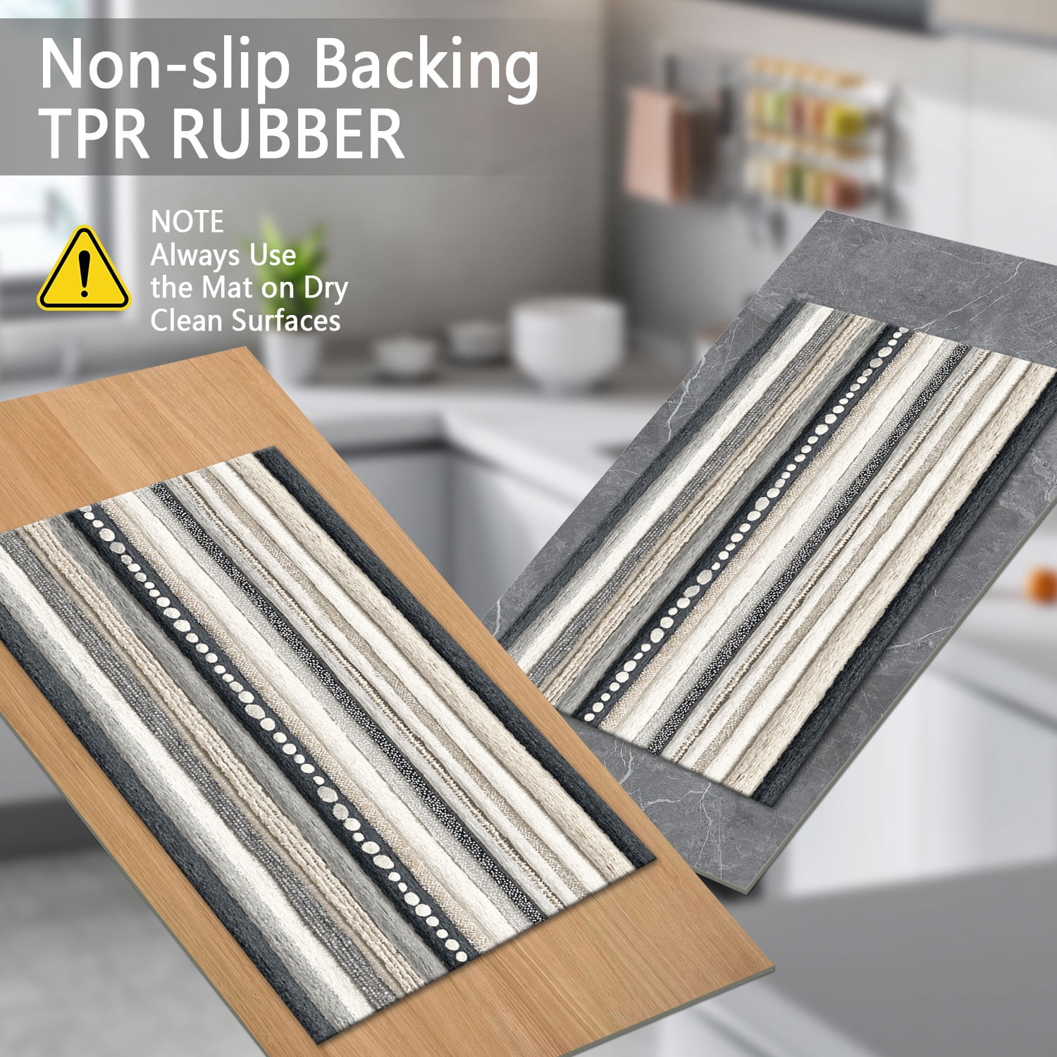 3 Piece Kitchen Rug Set, Non-Slip And Washable, Abstract Pattern Kitchen Hallway Rug, Soft And Comfortable, Suitable For Sinks, Floors, Entrances, Hallways and Bathrooms