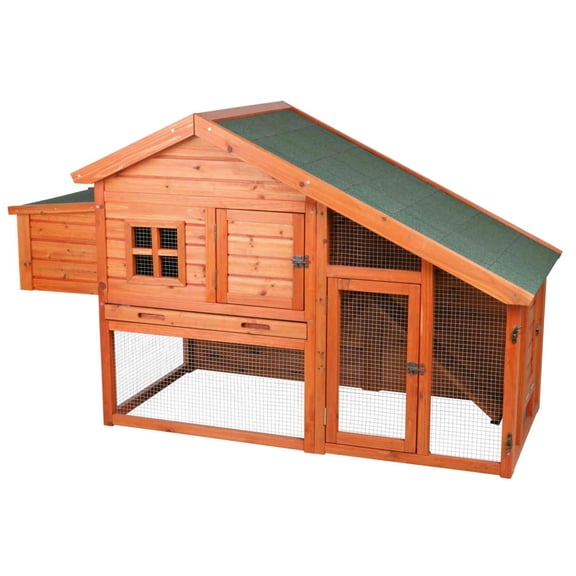 TRIXIE 2-Story Outdoor Wooden Chicken Coop, 2 Nest Boxes, Brown, Fits 2 Standard or 4 Bantams