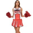 thumbnail image 6 of Two Piece Skirt Set Cheerleading Team Performance Dance Sleeveless Printed Top Skirt Suit Summer Sets Women 2 Piece Outfits Red S, 6 of 7
