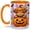 Orange, variant on Highland Cow Pumpkin Accent Mug, 11oz Ceramic Coffee Cup for Cow Fans Ceramic mug featuring Highland cow in a jack o lantern with bats and vines