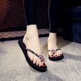 thumbnail image 3 of Puntoco Women High heel sandals clearance, Floral Wedges Non-slip Flat Heel Flip-flops Slippers Shoes, 3 of 7