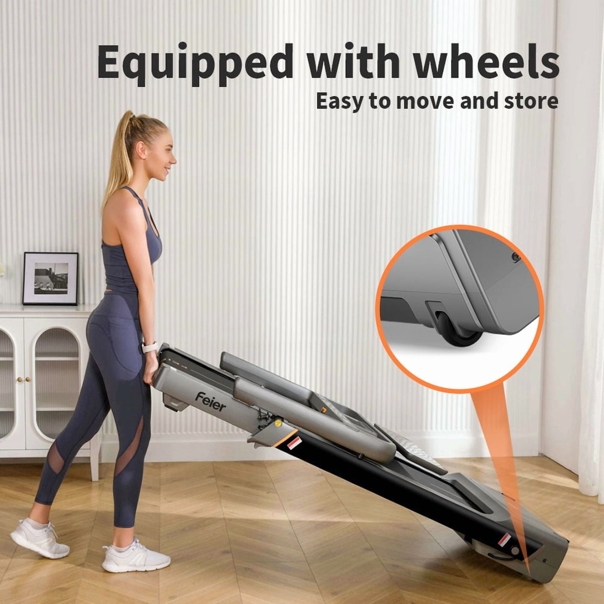 UPGO Electric Folding Treadmill with 12% incline and 300 lbs Capacity, Optional Speed Range between 0.6 and 11.2 mph, LED Display
