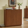 thumbnail image 3 of Tcbosik Modern Farmhouse 2-Door Fluted Cabinet with Adjustable Shelf, Large-Capacity MDF Home Storage Organizer, for Living Room, Office, Bedroom, 31.5-Inch, Walnut, 3 of 8