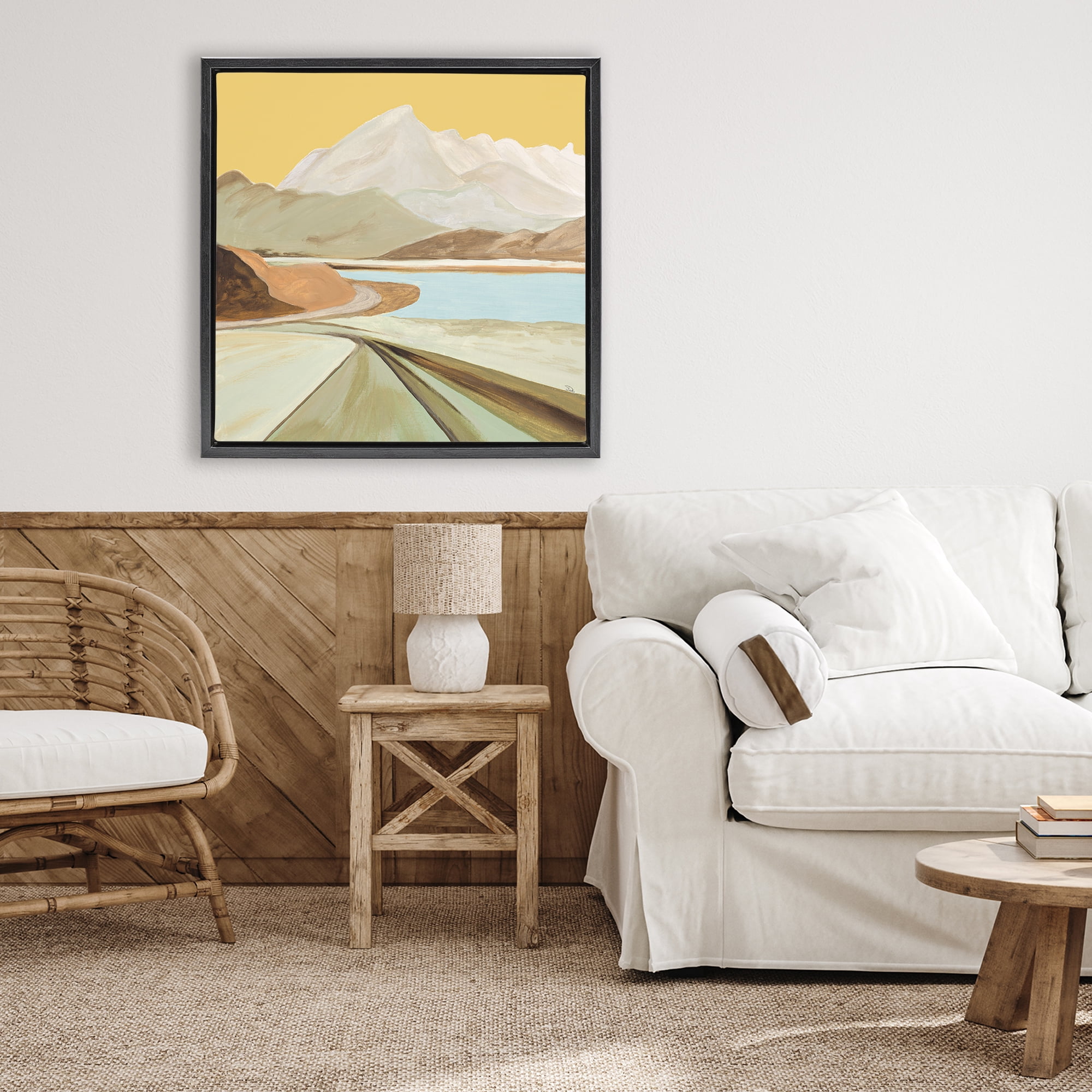 Stupell Industries Retorno Mountain Sunrise Black Framed Floater Canvas Wall Art, design by Patricia Pinto