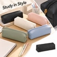 thumbnail image 2 of WONDBA PU Leather Pencil Case with zipper, simple style Black, 2 of 6