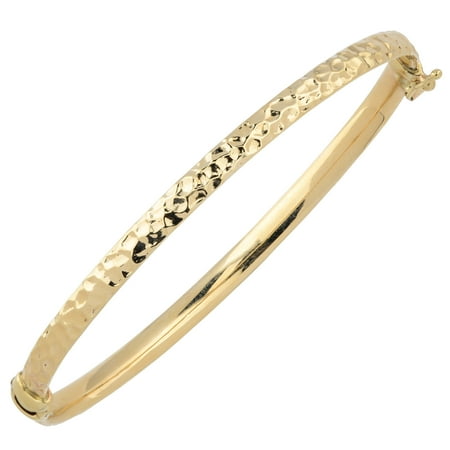 gold bangle 10k bracelet hammered yellow walmart