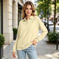 thumbnail image 6 of Polo Shirts for Women Cotton Button Collared Golf Long Sleeve Tops With Pocket Front, M, 6 of 6