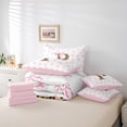 thumbnail image 6 of Erosebridal Aesthetic Coquette Bowknot 7 Pieces Bedding Comforter Set,Letter P Monogrammed Full Bedding Set For Girls Kids,Pink White Brown,Reversible, 6 of 7
