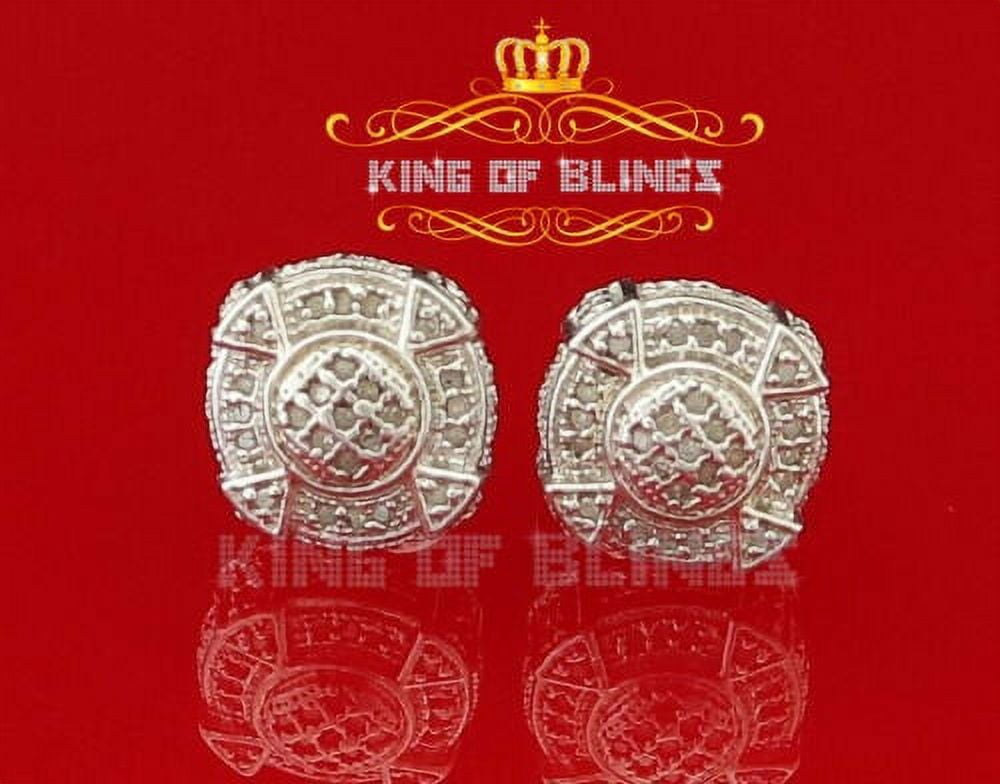 King of Bling's 925 Sterling White Silver 0.25ct Diamond For Women's/ Men's Circle Stud Earrings
