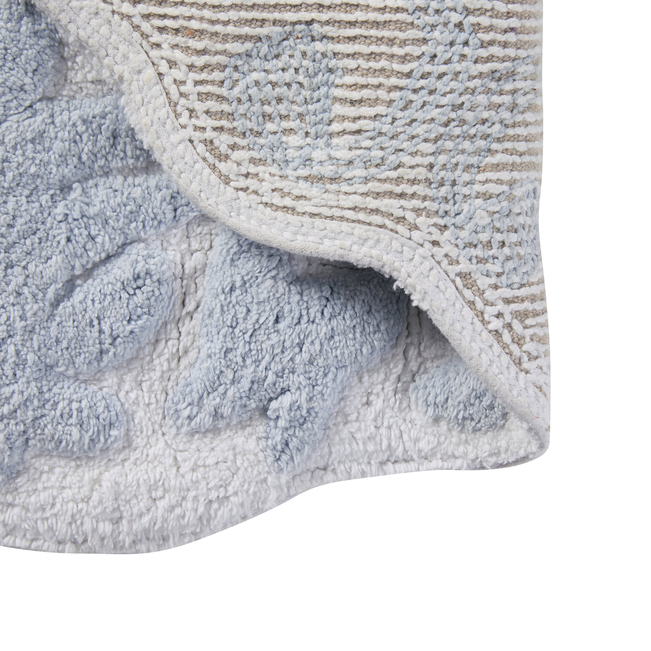 My Texas House Mallory Blue Medallion Cotton Tufted Bath Rug Runner, 24" x 60"
