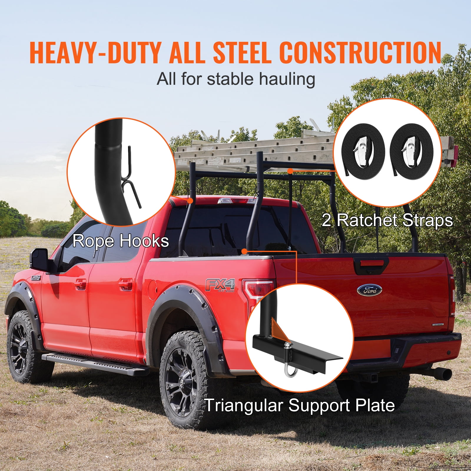 SKYSHALO 46"-71" Truck Rack 800lbs Pick up Truck Ladder Width Capacity for Kayak