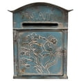 thumbnail image 2 of Creative Co-Op Distressed Blue Embossed Tin Mail Box, 2 of 6