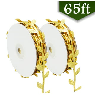 Gold Leaves Leaf Ribbon Trim Rope - 20 Yards - for Garland DIY Crafts and Party Wedding Home Decorations (Gold)