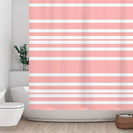 Heibindesign Colorful Striped Fabric Shower Curtain With Pink And White Horizontal Stripes Modern Style Home Bathroom Decoration Tapestry Canada Heibindesign Colorful Striped Fabric, Tapestry Style Shower Curtain