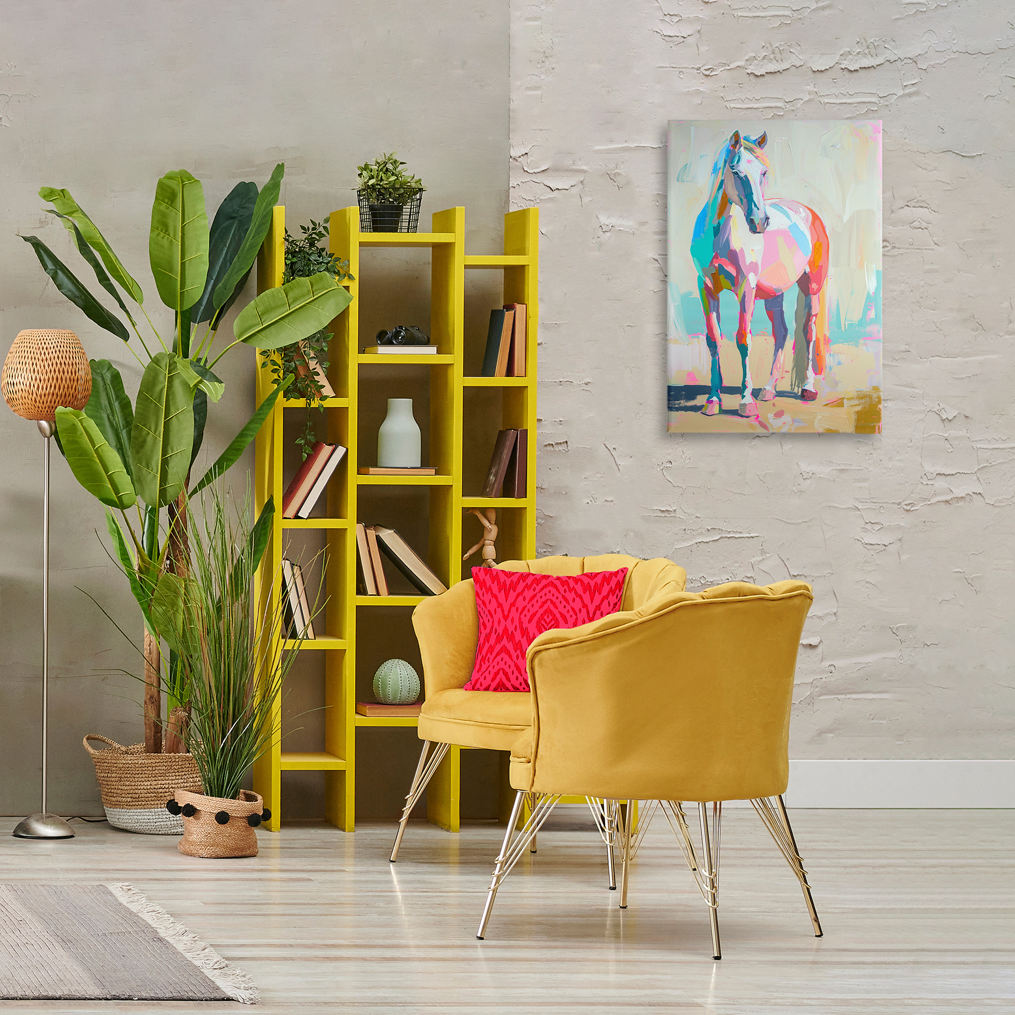 Stupell Industries Pastel Hued Horse Animals Painting Wrapped Canvas Art Print Wall Art, 20 x 30