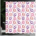 thumbnail image 4 of Ambesonne Kissing Shower Curtain, Lipstick Marks Illustration, 69"Wx84"L, White Multicolor, 4 of 5