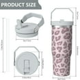 thumbnail image 5 of 1pc Pink Leopard 30oz Tumbler with Straw & Handle - Insulated Stainless Steel Cup | Holiday Gift for Man Women (Christmas, Valentine's, Birthday), 5 of 7